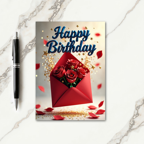 Crimson Birthday Bouquet Card