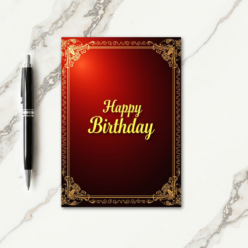 Crimson Birthday Script Card