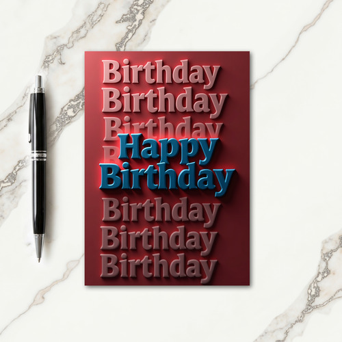 Crimson Birthday Text Card