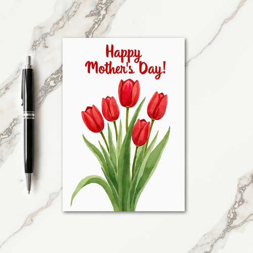 Crimson Blooms Day Card