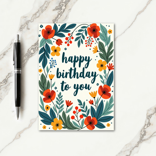Crimson Blossom Birthday Card