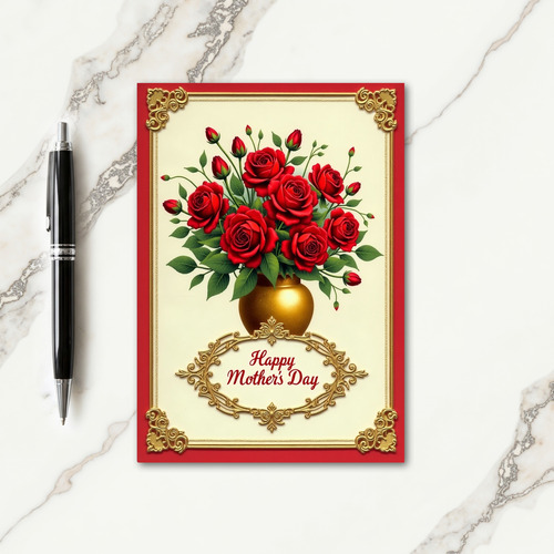 Crimson Border Mothers Day Card