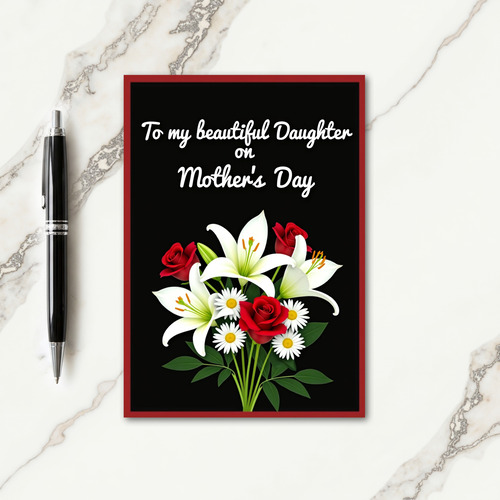 Crimson Bordered Mothers Day Card