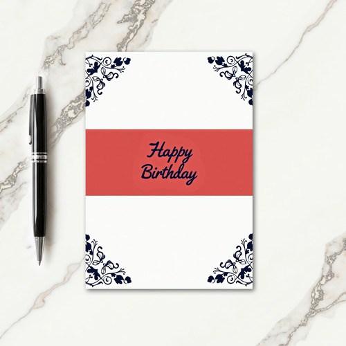 Crimson Calligraphy Birthday Card