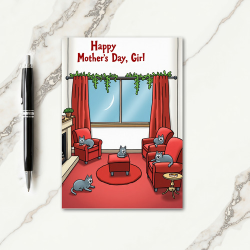 Crimson Cats Mothers Day Card