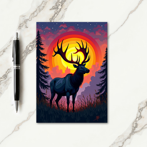 Crimson Cervid Fathers Day Card