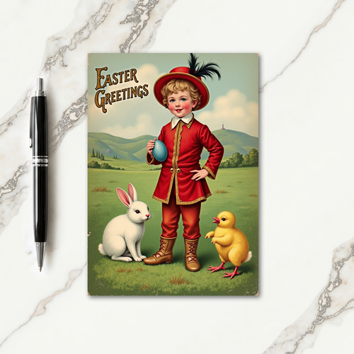 Crimson Coat Child Easter Card