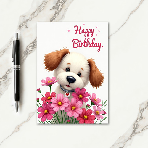 Crimson Cosmos Birthday Card