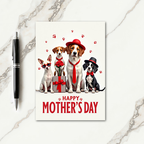 Crimson Dogs Mothers Day Card