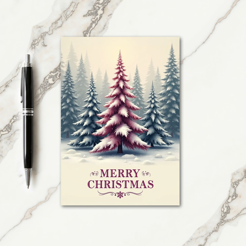 Crimson Evergreen Christmas Card