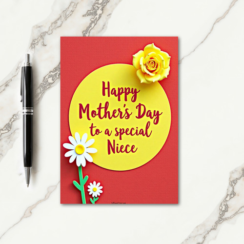 Crimson Floral Niece Mothers Day Card