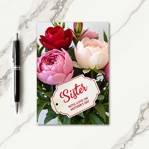 Crimson Floral Sister Mothers Day Card