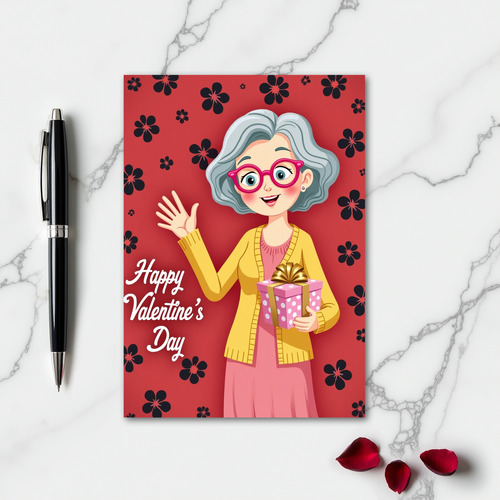 Crimson Floral Valentines Card