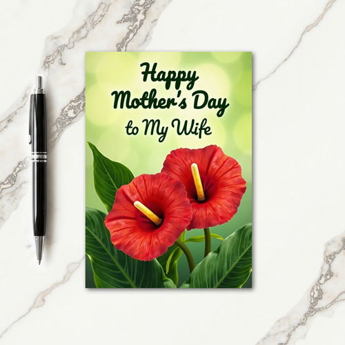 Crimson Floral Wife Mothers Day Card