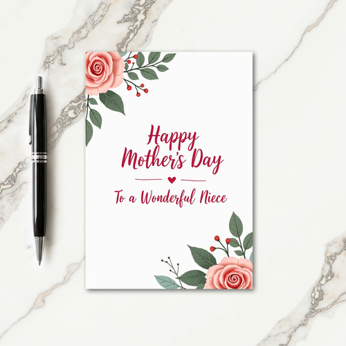 Crimson Floral Wonderful Niece Card