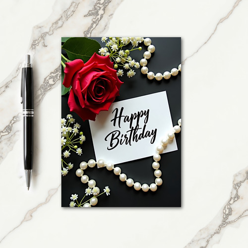 Crimson Flower Birthday Card