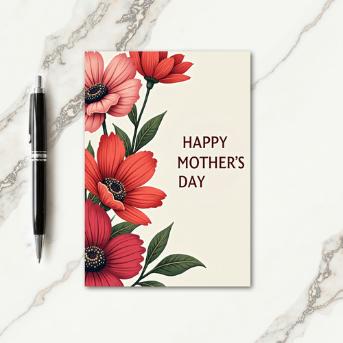 Crimson Flowers Mothers Day Card