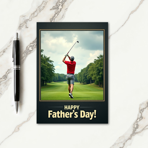 Crimson Golf Swing Fathers Card