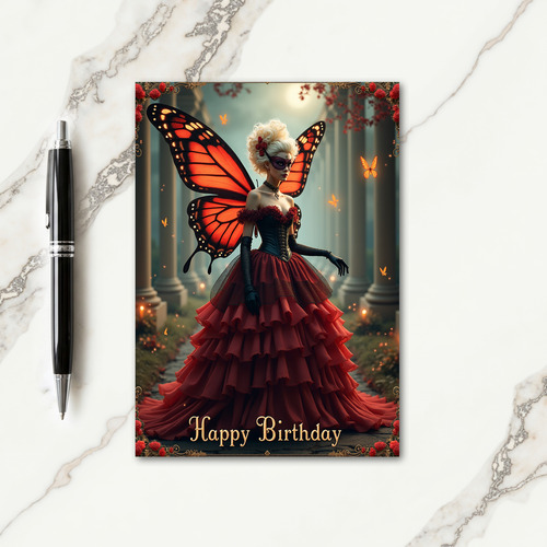 Crimson Gown Birthday Card