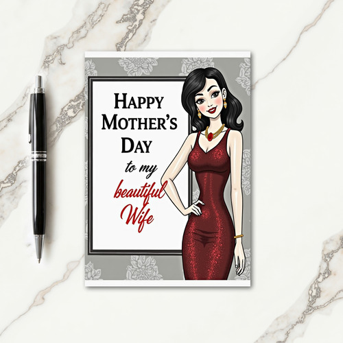 Crimson Gown Mothers Day Card
