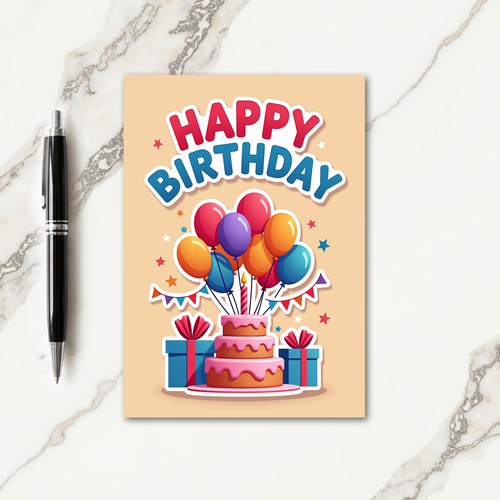 Crimson Happy Birthday Art Card