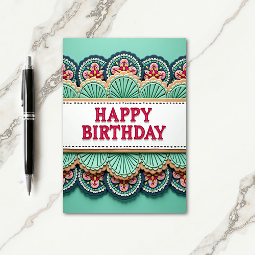 Crimson Happy Birthday Banner Card