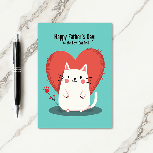 Crimson Heart Cat Dad Card