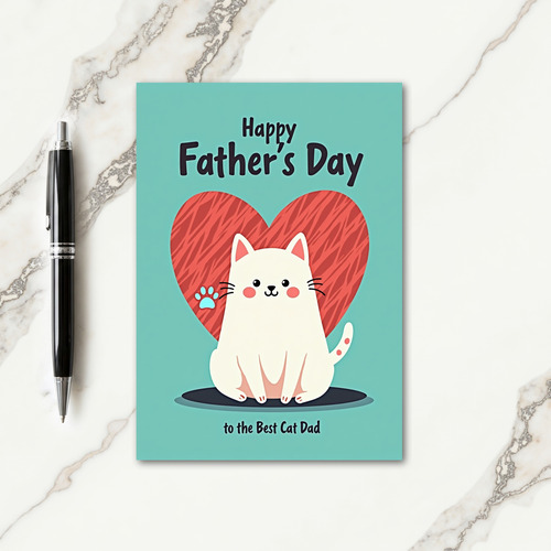 Crimson Heart Cat Fathers Day Card