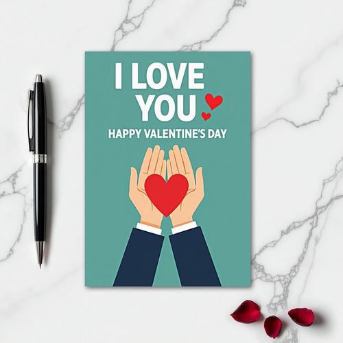 Crimson Heart Hands Love Card