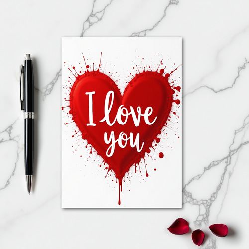 Crimson Heart I Love You Card