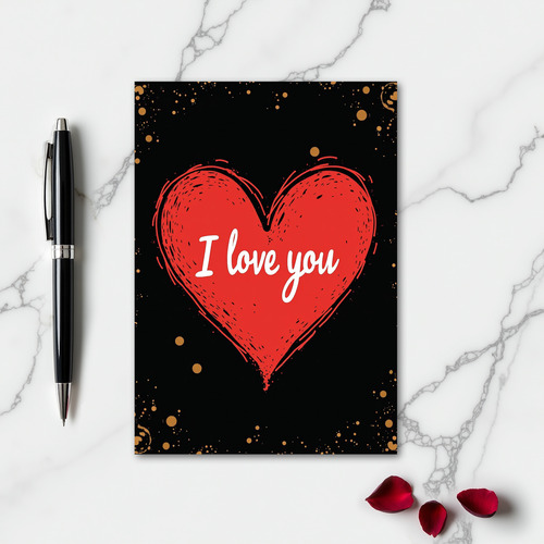 Crimson Heart Love You Art Card