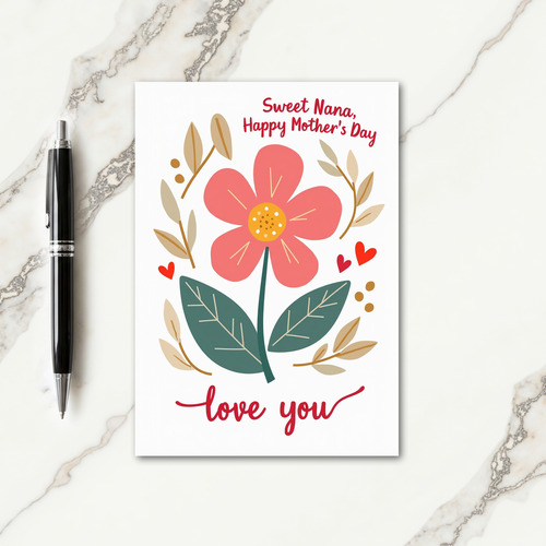 Crimson Heart Mothers Day Wish Card