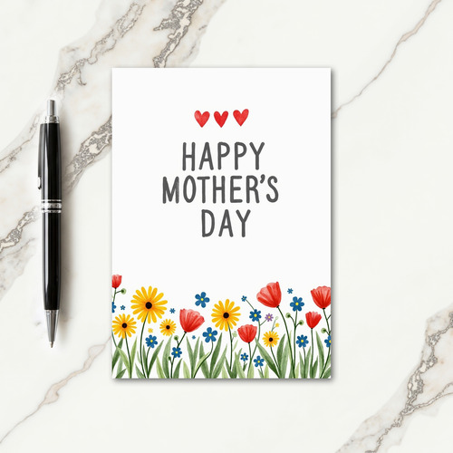 Crimson Hearts Floral Mothers Day Card