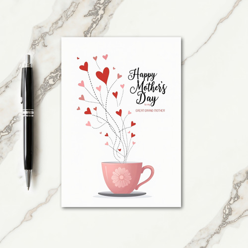 Crimson Hearts Teacup Card