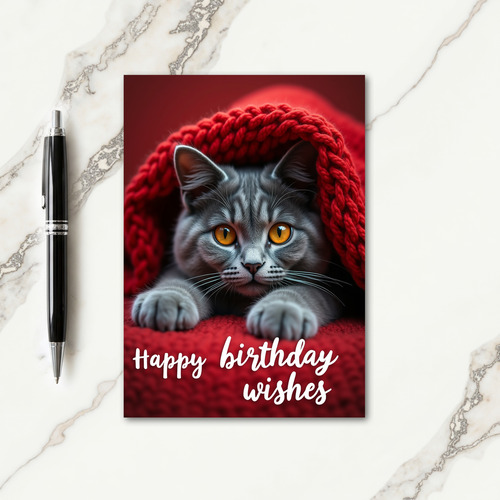 Crimson Knit Birthday Card