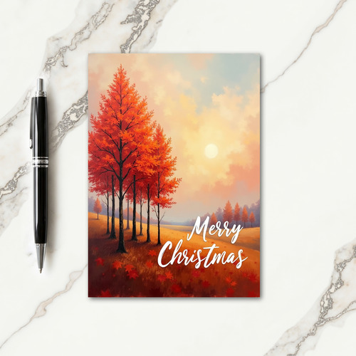 Crimson Leaves Christmas Card