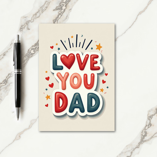 Crimson Love You Dad Art Card