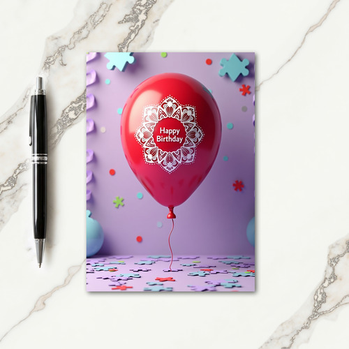 Crimson Mandala Birthday Card