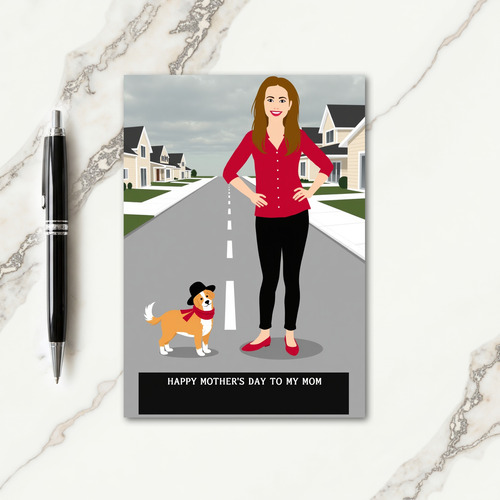 Crimson Mom And Dog Mothers Day Card