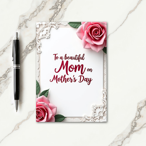 Crimson Mom Floral Illustration Card