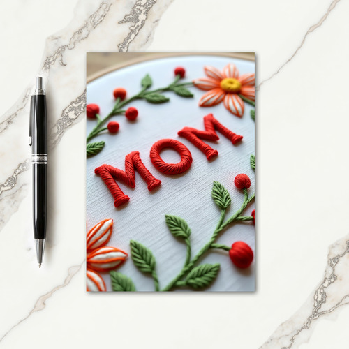 Crimson Mom Textile Mothers Day Card