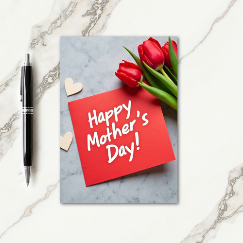 Crimson Mothers Day Hearts Card