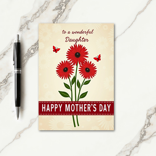 Crimson Mothers Day Ribbon Card