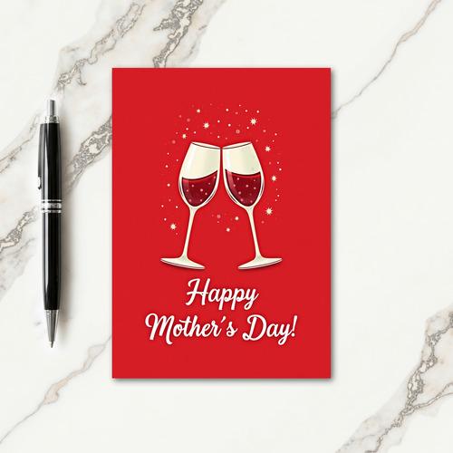 Crimson Mothers Day Toast Card