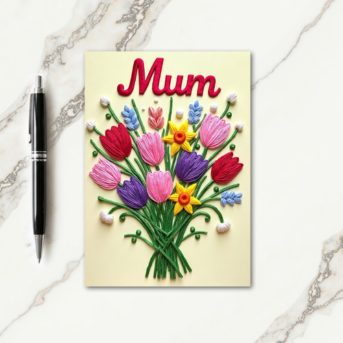 Crimson Mum Floral Art Card