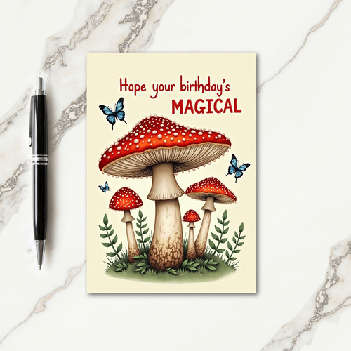 Crimson Mushroom Birthday Card