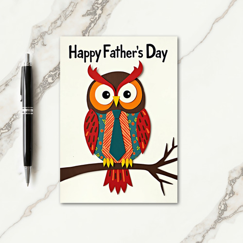 Crimson Owl Fathers Day Card