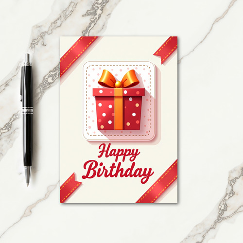 Crimson Package Birthday Card