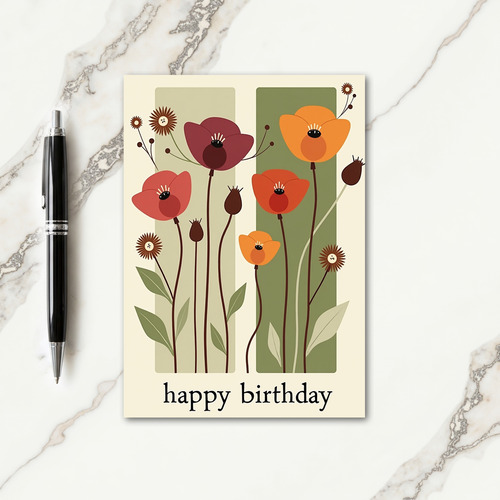Crimson Poppy Birthday Card