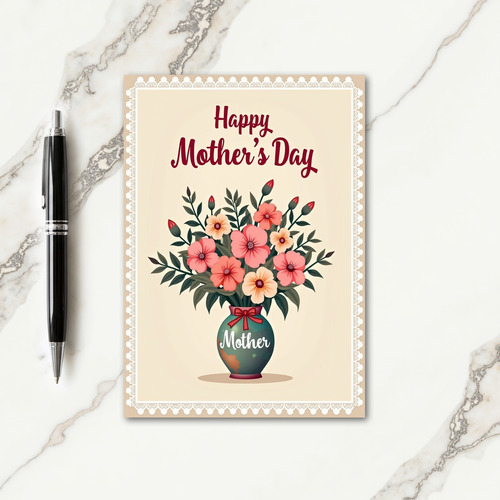 Crimson Ribbon Mothers Day Card